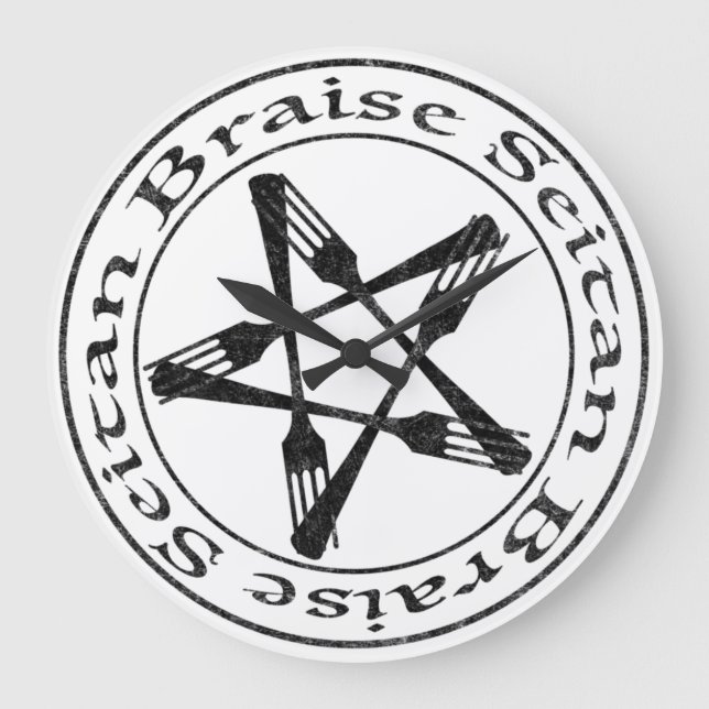 Braise Seitan Vegan Pentagram (dark version) Large Clock (Front)