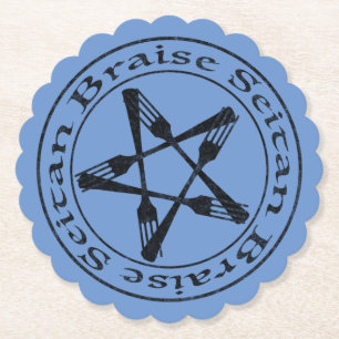 Braise Seitan Vegan Pentagram (dark version) Paper Coaster