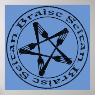 Braise Seitan Vegan Pentagram (dark version) Poster