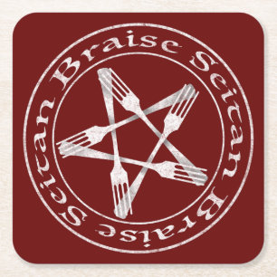 Braise Seitan Vegan Pentagram (light version) Square Paper Coaster