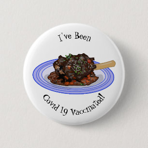 Braised lamb shank cartoon illustration 6 Cm Round Badge