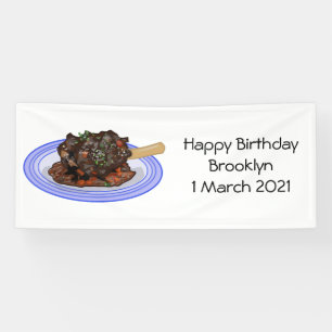  Braised lamb shank cartoon illustration Banner