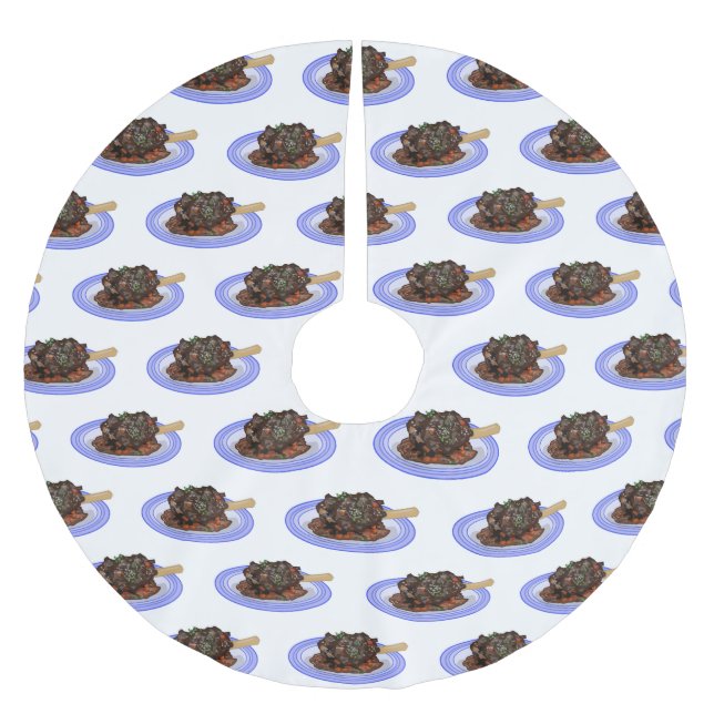  Braised lamb shank cartoon illustration  Brushed Polyester Tree Skirt (Front)