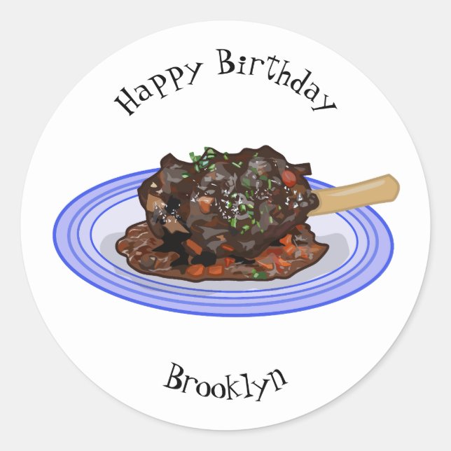  Braised lamb shank cartoon illustration  Classic Round Sticker (Front)