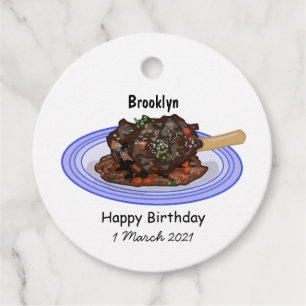  Braised lamb shank cartoon illustration Favour Tags