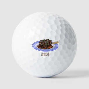 Braised lamb shank cartoon illustration Golf Balls