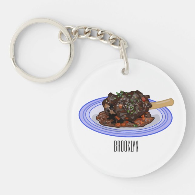  Braised lamb shank cartoon illustration  Key Ring (Front)