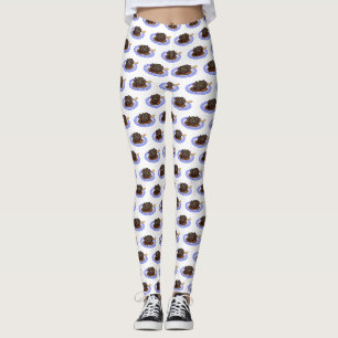 Braised lamb shank cartoon illustration Leggings