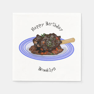  Braised lamb shank cartoon illustration Napkin