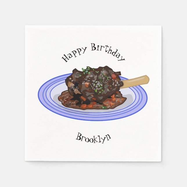  Braised lamb shank cartoon illustration Napkin (Front)