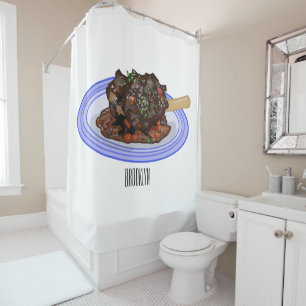 Braised lamb shank cartoon illustration Shower Curtain