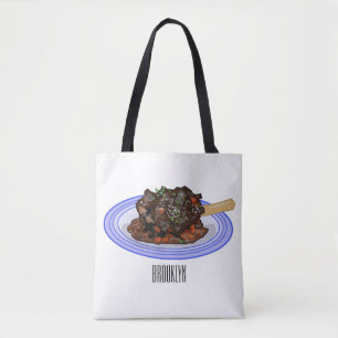 Braised lamb shank cartoon illustration Tote Bag