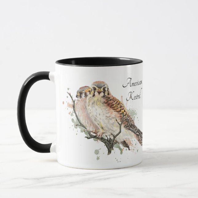 Brake for Birds Quote Birding Kestrel Couple  Coff Mug (Left)