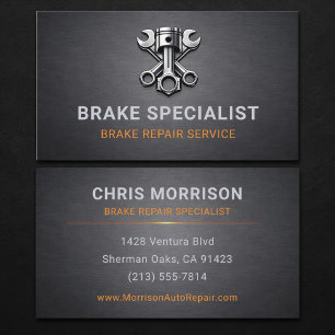 Brake Repair Specialist Automotive Metallic Business Card
