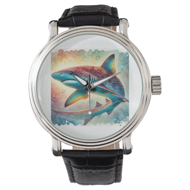 Bramble Shark 210624AREF134 - Watercolor Watch (Front)