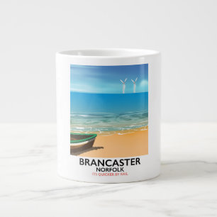 Brancaster Norfolk Railway Beach travel poster Large Coffee Mug