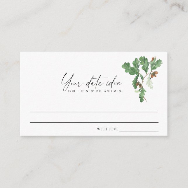 Branch acorns - Date night ideas \ Date jar Enclosure Card (Front)