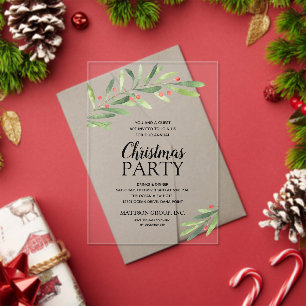 Branch and Berries Christmas Party Acrylic Invitations