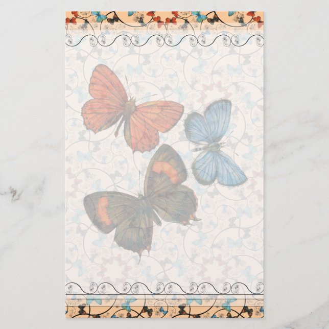 Branch Butterflies Lg Any Colour Stationary Stationery (Front)