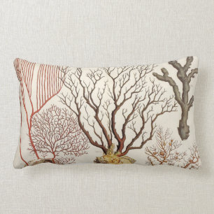 Branch Coral Nautical Beach Lumbar Throw Pillow