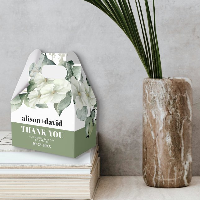 Branch, greenery white flowers typography wedding favour box (Creator Uploaded)