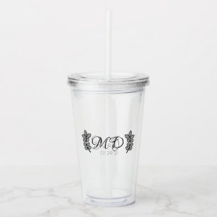 Branch Leaf Wedding Logo Anniversary Acrylic Tumbler