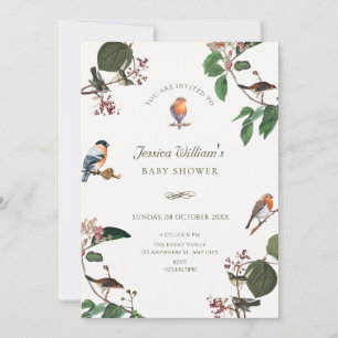 Branch Leaves Bird baby shower Invitation