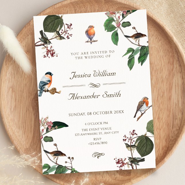 Branch Leaves Bird wedding Invitation (Creator Uploaded)