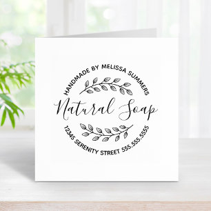 Branch Leaves Wreath Natural Soap Rubber Stamp