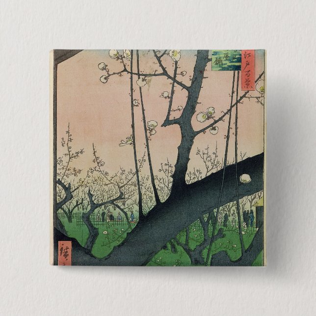 Branch of a Flowering Plum Tree 15 Cm Square Badge (Front)