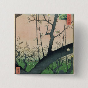 Branch of a Flowering Plum Tree 15 Cm Square Badge