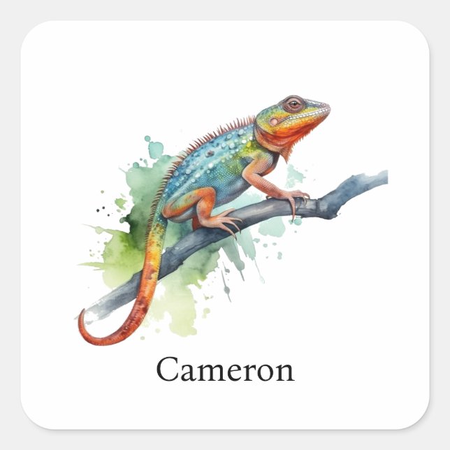 Branch of Colours: Chameleon Art Square Sticker (Front)