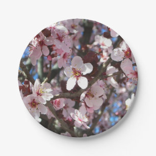 Branch of Pink Blossoms Spring Floral Paper Plate