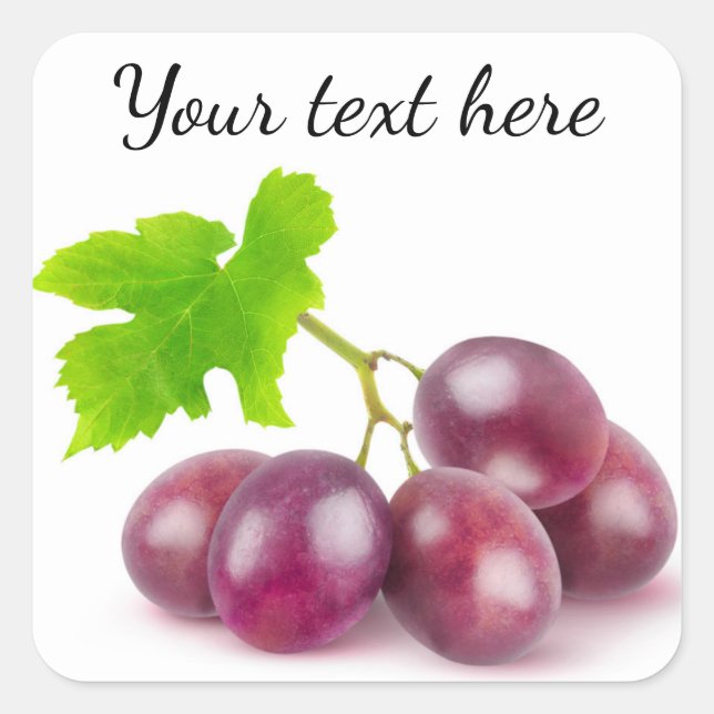 Branch of red grapes square sticker (Front)