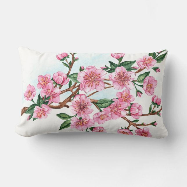 branch of sakura flowers lumbar pillow (Front)