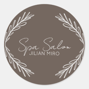 Branch Salon Beauty Studio Brown Classic Round Sticker