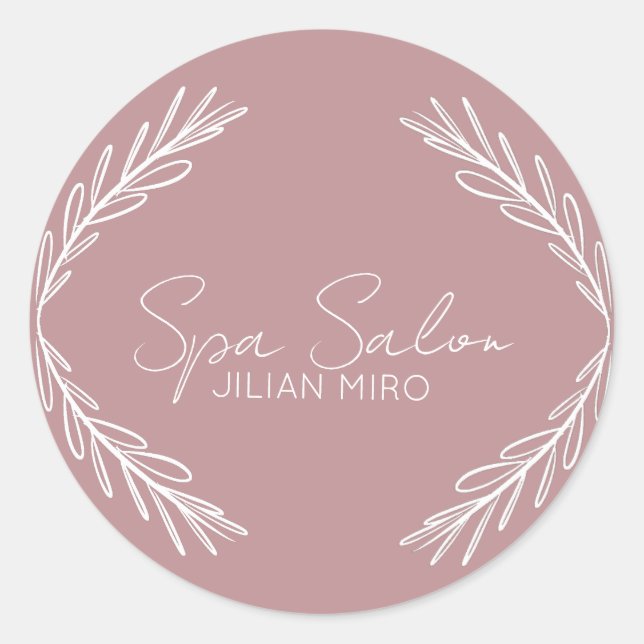 Branch Salon Beauty Studio Pink  Classic Round Sticker (Front)