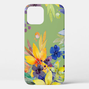 Branch watercolor seamless pattern. Image on white iPhone 12 Case