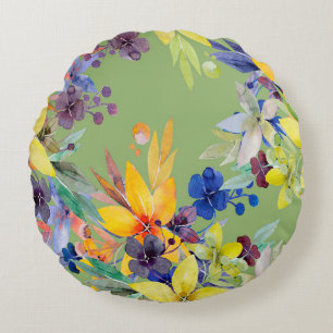 Branch watercolor seamless pattern. Image on white Round Cushion