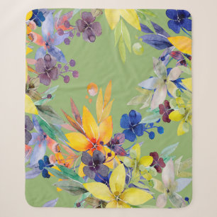 Branch watercolor seamless pattern. Image on white Sherpa Blanket