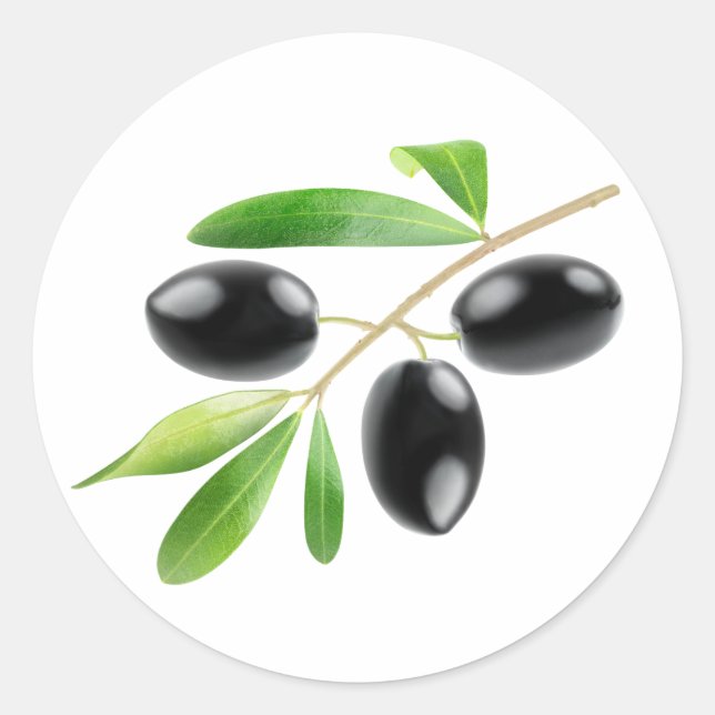 Branch with black olives classic round sticker (Front)