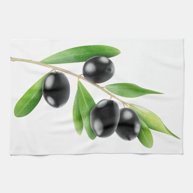 Branch with black olives tea towel (Horizontal)