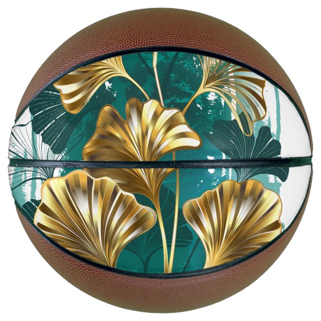 Branch with Golden Leaves Ginko Biloba Basketball (Front)