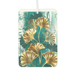 Branch with Golden Leaves Ginko Biloba Car Air Freshener