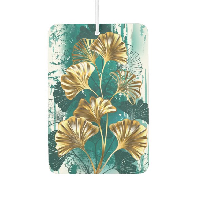 Branch with Golden Leaves Ginko Biloba Car Air Freshener (Front)