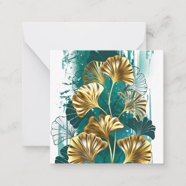 Branch with Golden Leaves Ginko Biloba Card (Front)