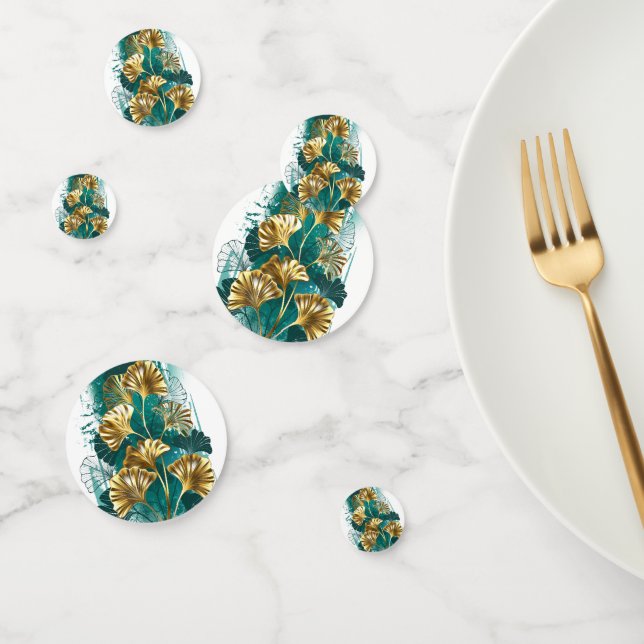 Branch with Golden Leaves Ginko Biloba Confetti (Group)