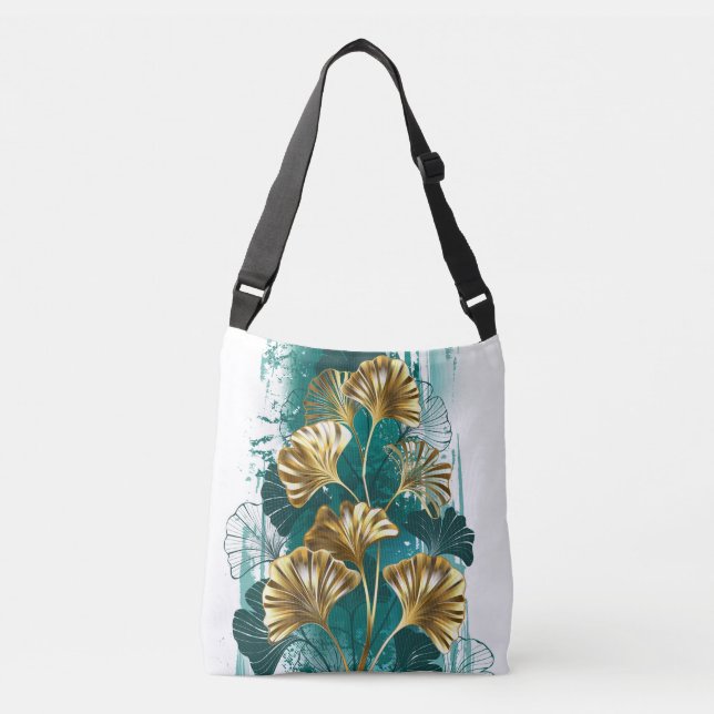 Branch with Golden Leaves Ginko Biloba Crossbody Bag (Front)