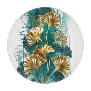Branch with Golden Leaves Ginko Biloba Cutting Board