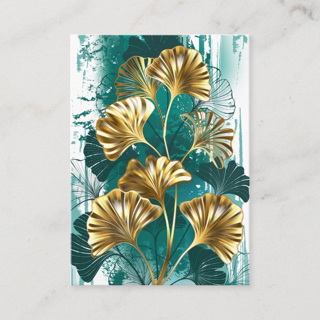 Branch with Golden Leaves Ginko Biloba Enclosure Card (Front)